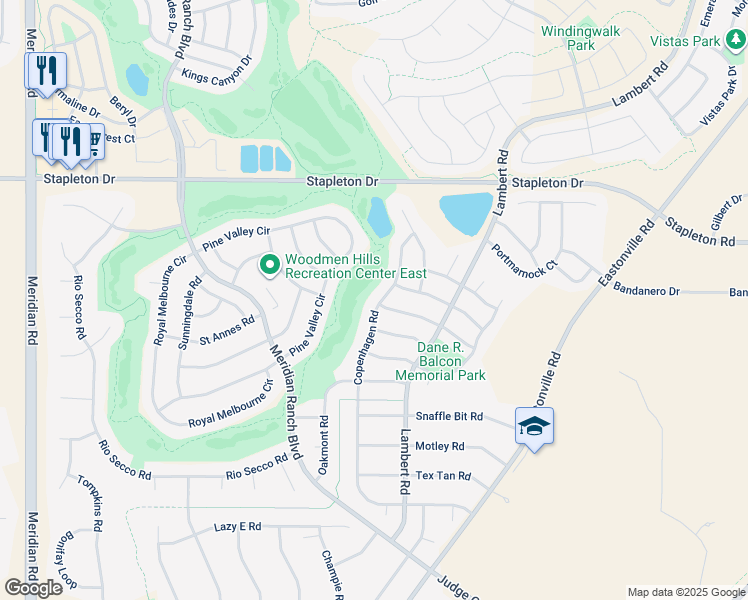 map of restaurants, bars, coffee shops, grocery stores, and more near 9164 Copenhagen Road in Peyton