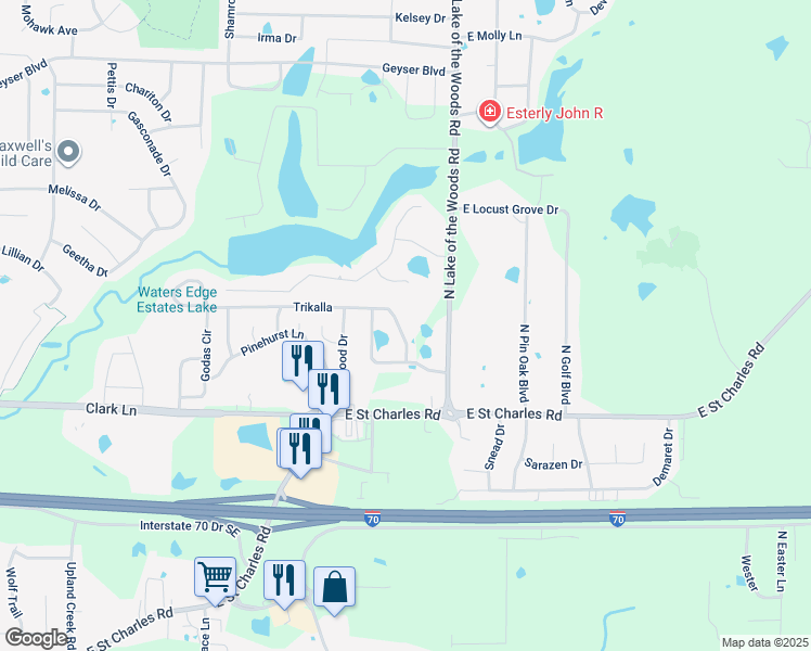 map of restaurants, bars, coffee shops, grocery stores, and more near 1621 North Doulton Drive in Columbia