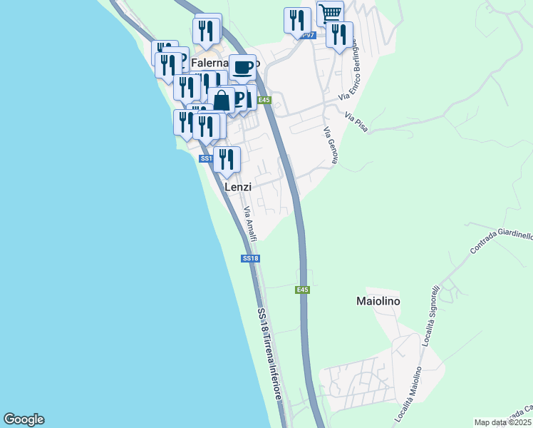 map of restaurants, bars, coffee shops, grocery stores, and more near 25 Traversa III Amalfi in Provincia di Catanzaro