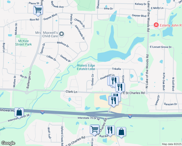 map of restaurants, bars, coffee shops, grocery stores, and more near 1407 Godas in Columbia