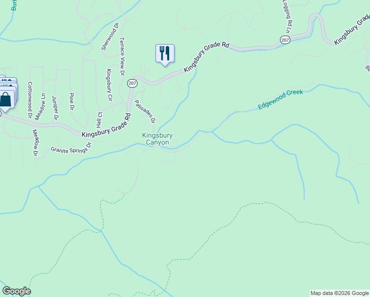 map of restaurants, bars, coffee shops, grocery stores, and more near 421 Edgewood Drive in Stateline