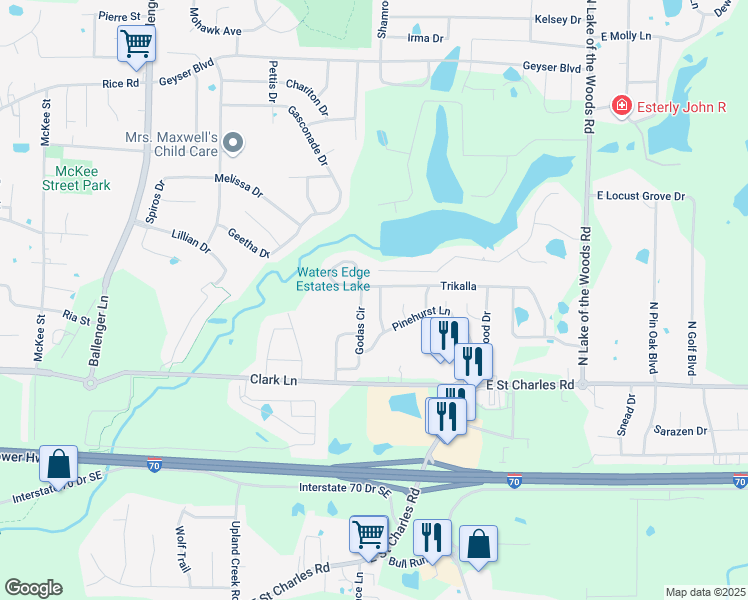 map of restaurants, bars, coffee shops, grocery stores, and more near 1330-1332 North Frideriki Drive in Columbia