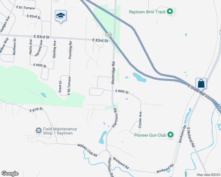 map of restaurants, bars, coffee shops, grocery stores, and more near 11905 East 86th Street in Raytown