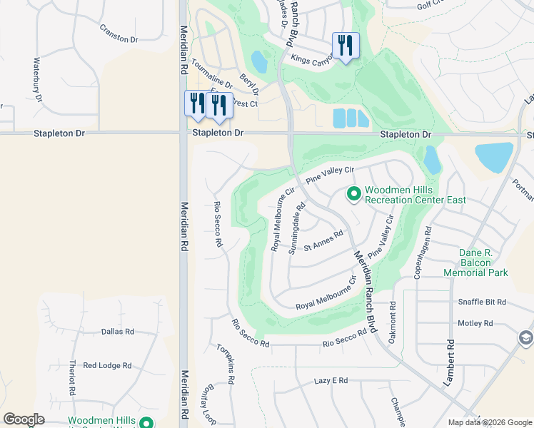 map of restaurants, bars, coffee shops, grocery stores, and more near 9202 Royal Melbourne Circle in Peyton