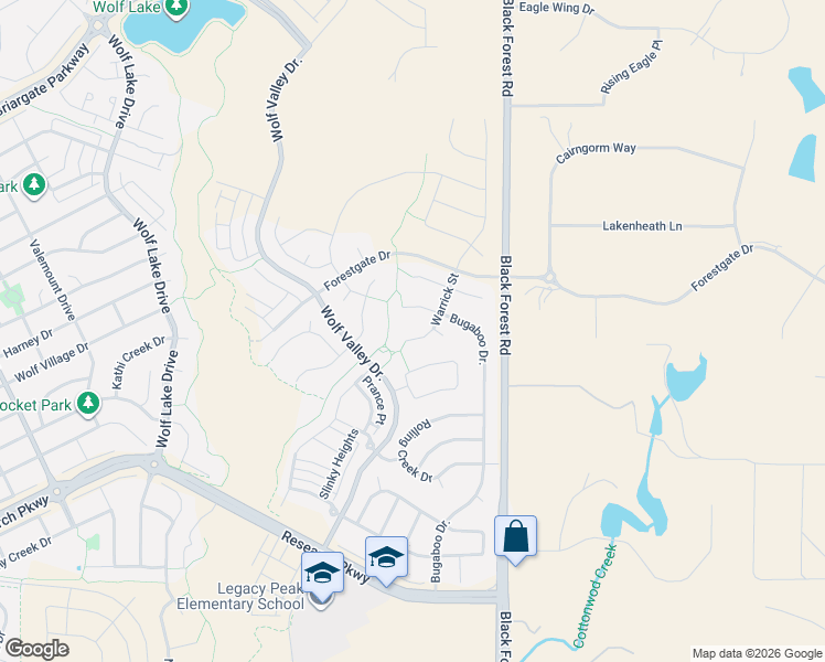 map of restaurants, bars, coffee shops, grocery stores, and more near Enclave Vista Loop in Colorado Springs