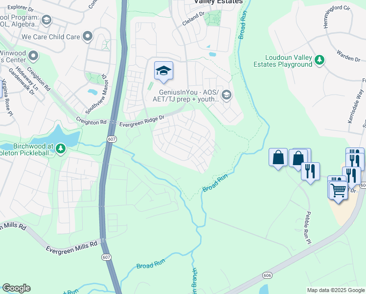 map of restaurants, bars, coffee shops, grocery stores, and more near 23564 Buckland Farm Terrace in Ashburn