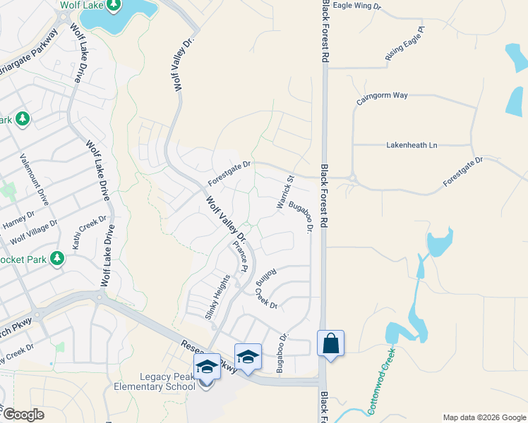 map of restaurants, bars, coffee shops, grocery stores, and more near Enclave Vista Loop in Colorado Springs