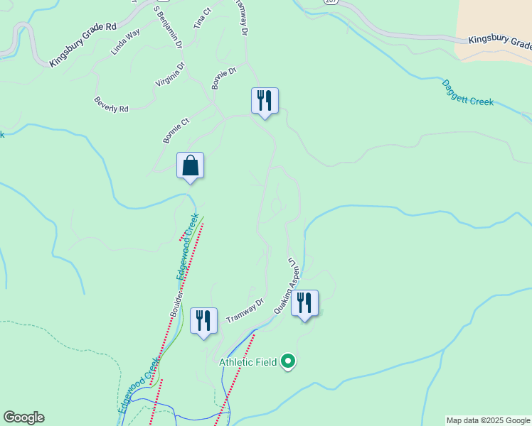 map of restaurants, bars, coffee shops, grocery stores, and more near 323 Tramway Drive in Glenbrook