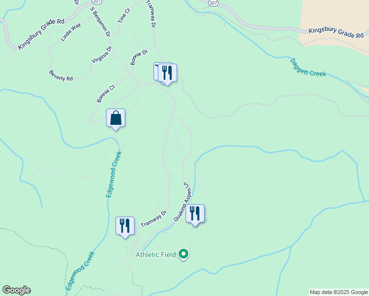 map of restaurants, bars, coffee shops, grocery stores, and more near 277 Quaking Aspen Lane in Stateline