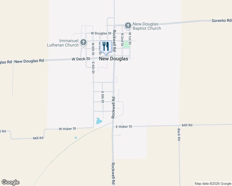 map of restaurants, bars, coffee shops, grocery stores, and more near 408 South Main Street in New Douglas