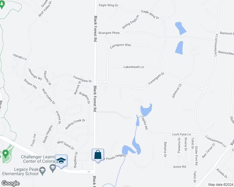 map of restaurants, bars, coffee shops, grocery stores, and more near 9290 Braemar Lane in Colorado Springs