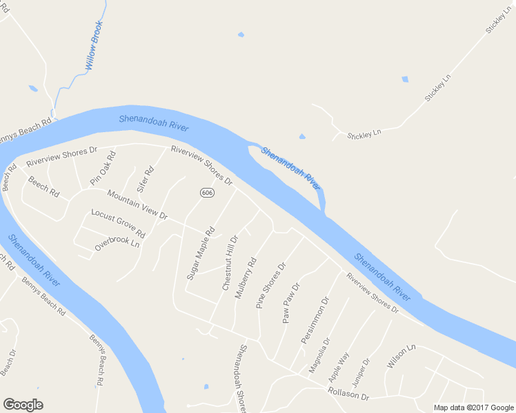 map of restaurants, bars, coffee shops, grocery stores, and more near Riverview Shores Drive in Front Royal