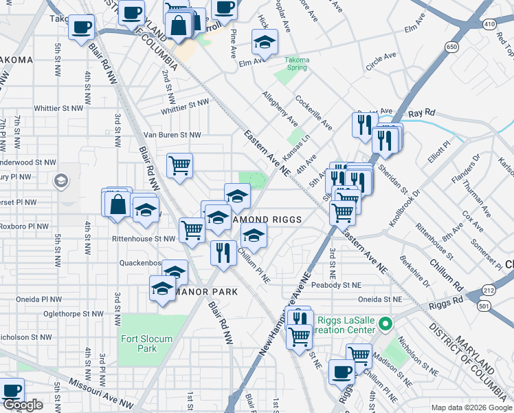 map of restaurants, bars, coffee shops, grocery stores, and more near 101 Independence Avenue Southeast in Washington