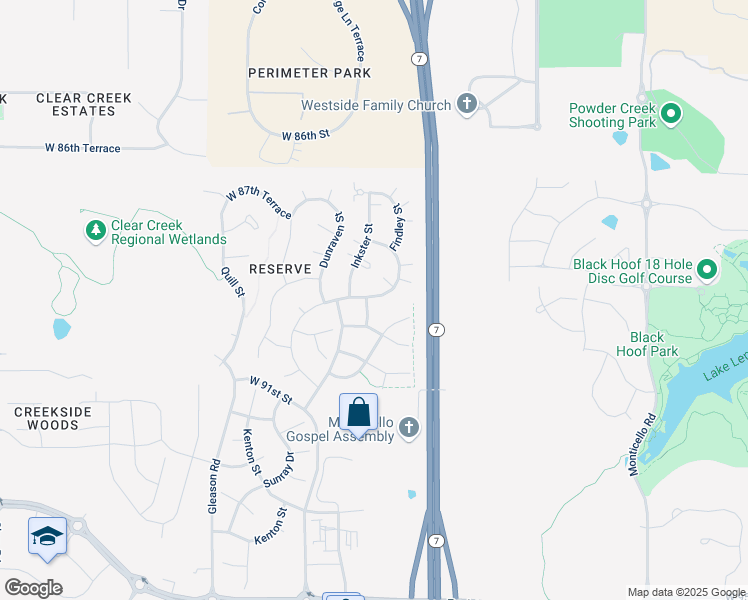 map of restaurants, bars, coffee shops, grocery stores, and more near 8884 West 87th Terrace in Lenexa