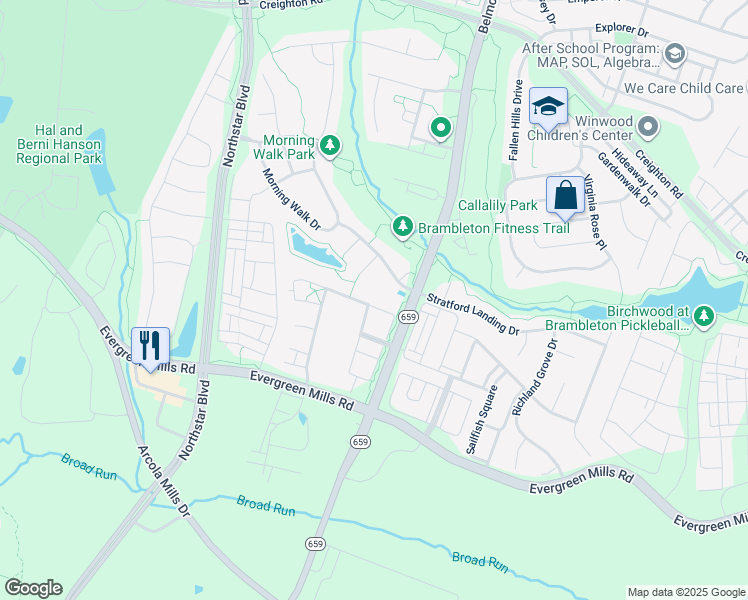 map of restaurants, bars, coffee shops, grocery stores, and more near 42394 Grahams Stable Square in Ashburn