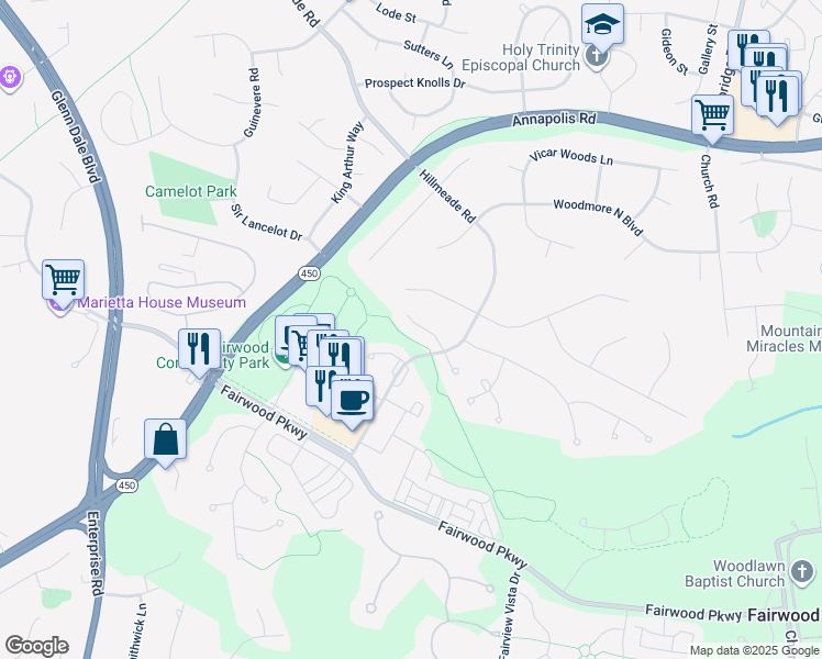 map of restaurants, bars, coffee shops, grocery stores, and more near 5612 Paynes Endeavor Drive in Bowie