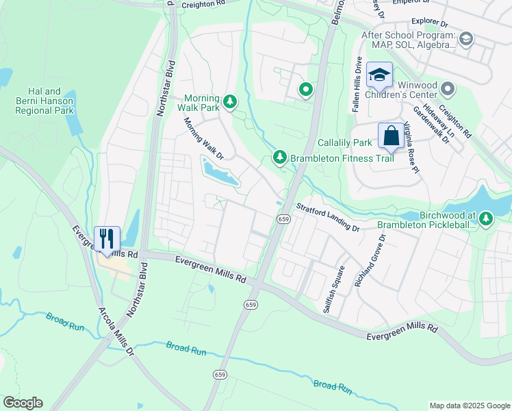 map of restaurants, bars, coffee shops, grocery stores, and more near Grahams Stable Square in Ashburn