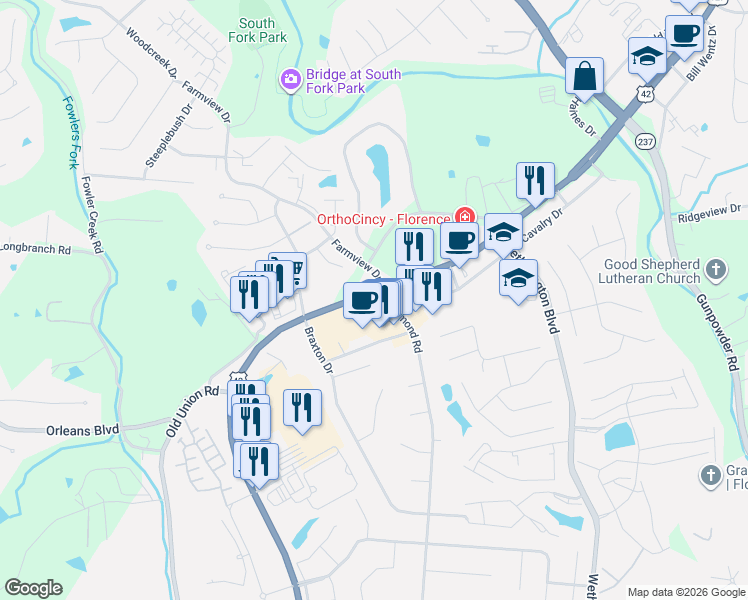 map of restaurants, bars, coffee shops, grocery stores, and more near 6141N127 U.S. 127 in Eaton