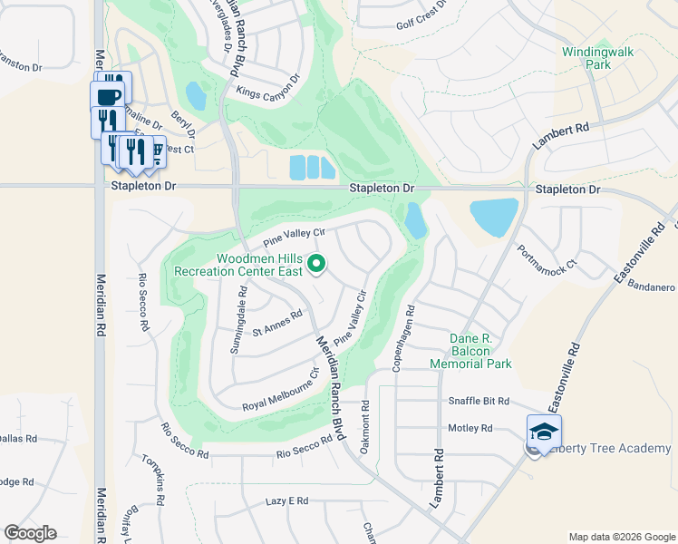 map of restaurants, bars, coffee shops, grocery stores, and more near 9351 Bethpage Road in Peyton