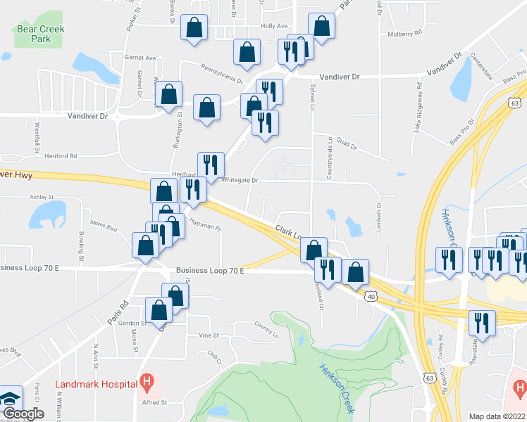 map of restaurants, bars, coffee shops, grocery stores, and more near June Lane in Columbia