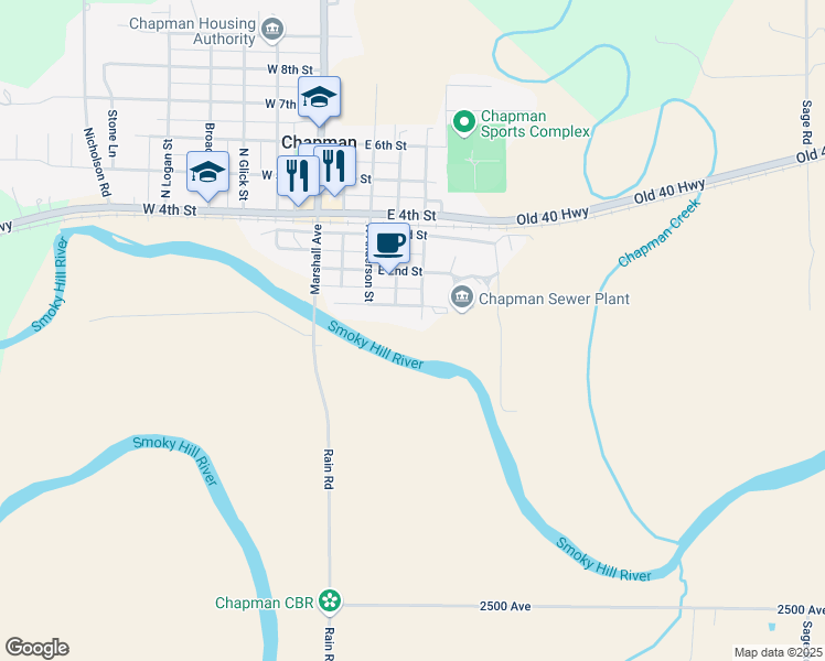 map of restaurants, bars, coffee shops, grocery stores, and more near 102 Noble Street in Chapman