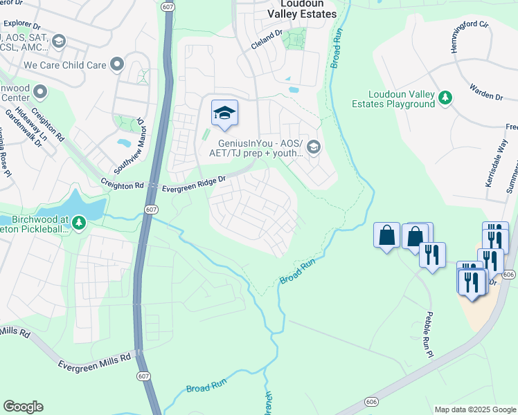 map of restaurants, bars, coffee shops, grocery stores, and more near 23495 Aldie Manor Terrace in Ashburn