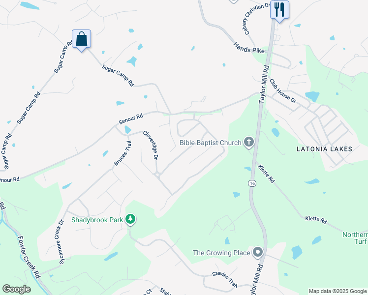 map of restaurants, bars, coffee shops, grocery stores, and more near 3162 Bridlerun Drive in Independence