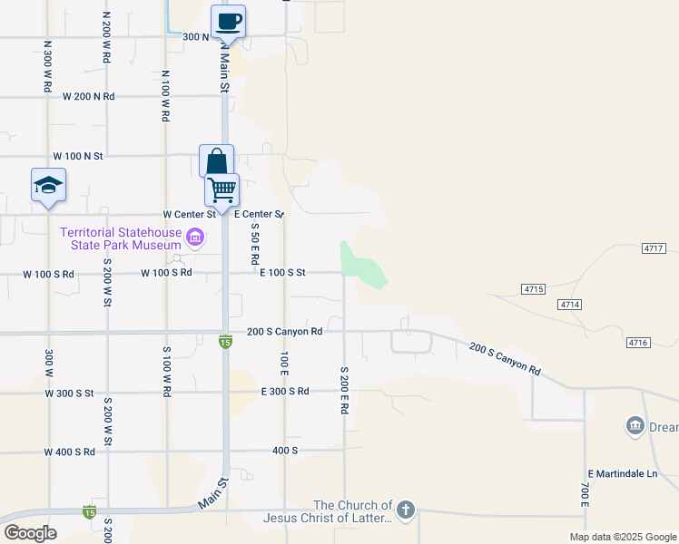 map of restaurants, bars, coffee shops, grocery stores, and more near 375 East 100 South Street in Fillmore