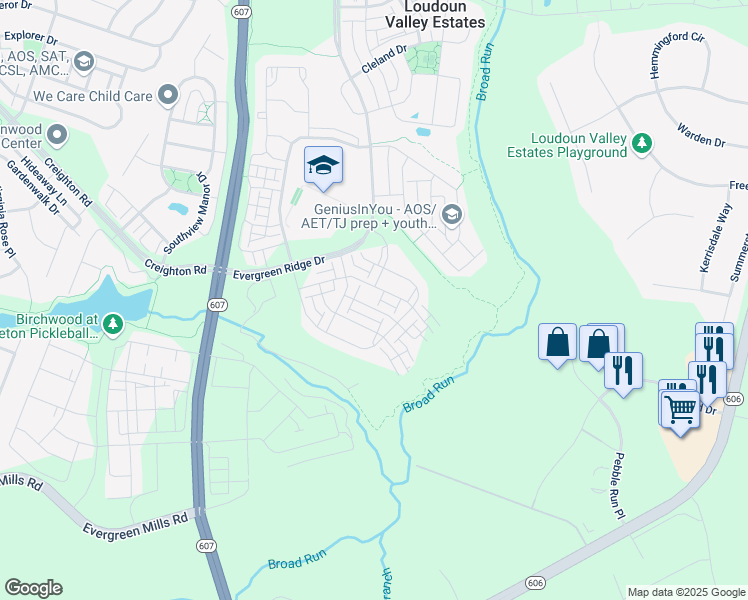 map of restaurants, bars, coffee shops, grocery stores, and more near 23495 Aldie Manor Terrace in Ashburn