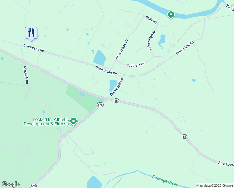map of restaurants, bars, coffee shops, grocery stores, and more near 72 Bucks Mill Road in Strasburg