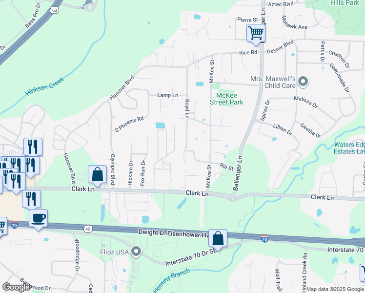 map of restaurants, bars, coffee shops, grocery stores, and more near 1505-1507 Boyd Lane in Columbia