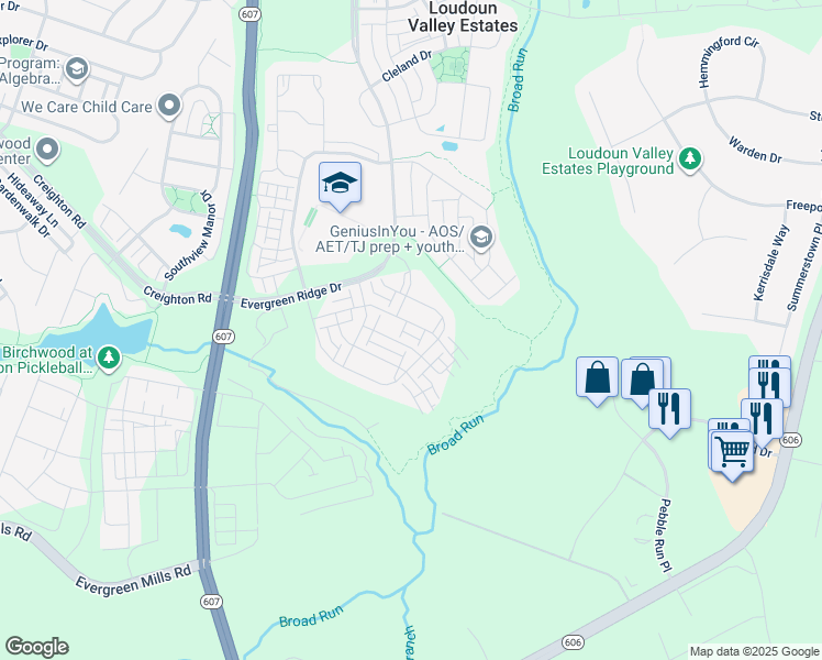 map of restaurants, bars, coffee shops, grocery stores, and more near 43213 Thoroughfare Gap Terrace in Ashburn