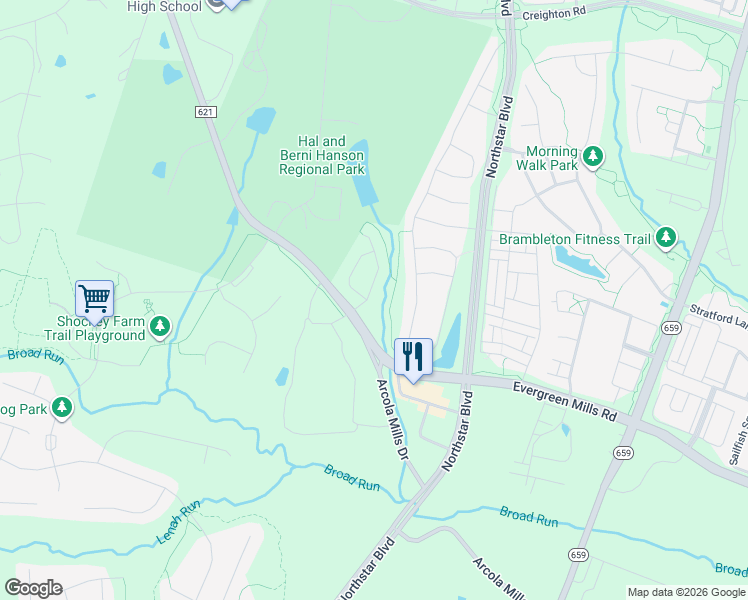 map of restaurants, bars, coffee shops, grocery stores, and more near 23476 Somerset Crossing Place in Ashburn