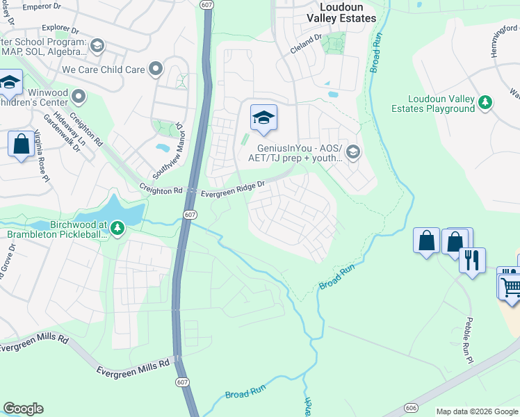 map of restaurants, bars, coffee shops, grocery stores, and more near 23479 Buckland Farm Terrace in Ashburn