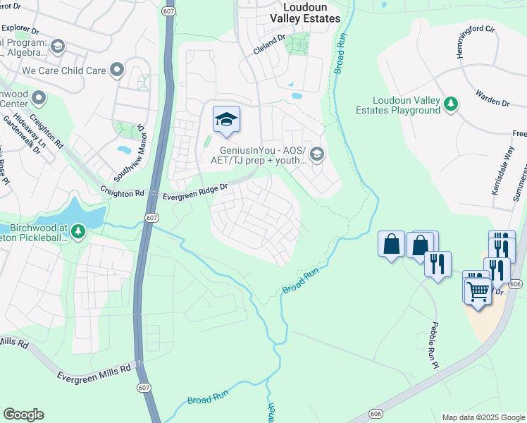 map of restaurants, bars, coffee shops, grocery stores, and more near 23483 Aldie Manor Terrace in Ashburn