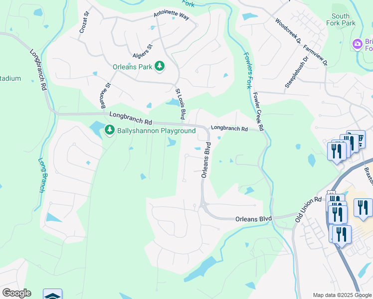 map of restaurants, bars, coffee shops, grocery stores, and more near 2732 Daphne Dr in Union