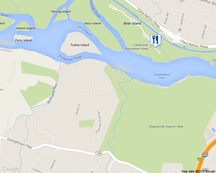 map of restaurants, bars, coffee shops, grocery stores, and more near 7560 Potomac Fall Road in McLean