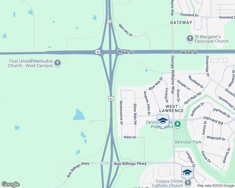 map of restaurants, bars, coffee shops, grocery stores, and more near South Lawrence Trafficway in Lawrence