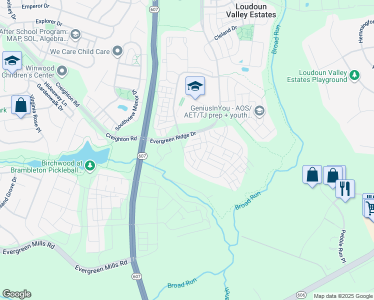 map of restaurants, bars, coffee shops, grocery stores, and more near 43057 Thoroughfare Gap Terrace in Ashburn