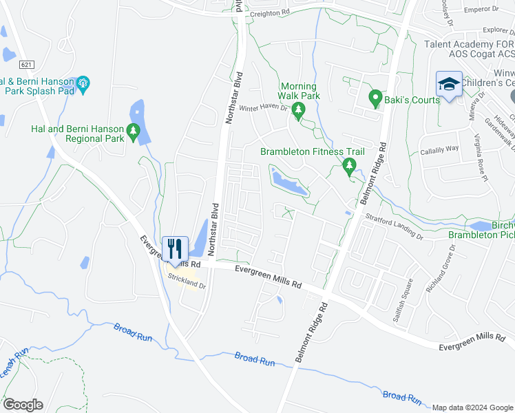 map of restaurants, bars, coffee shops, grocery stores, and more near 23493 Epperson Square in Ashburn