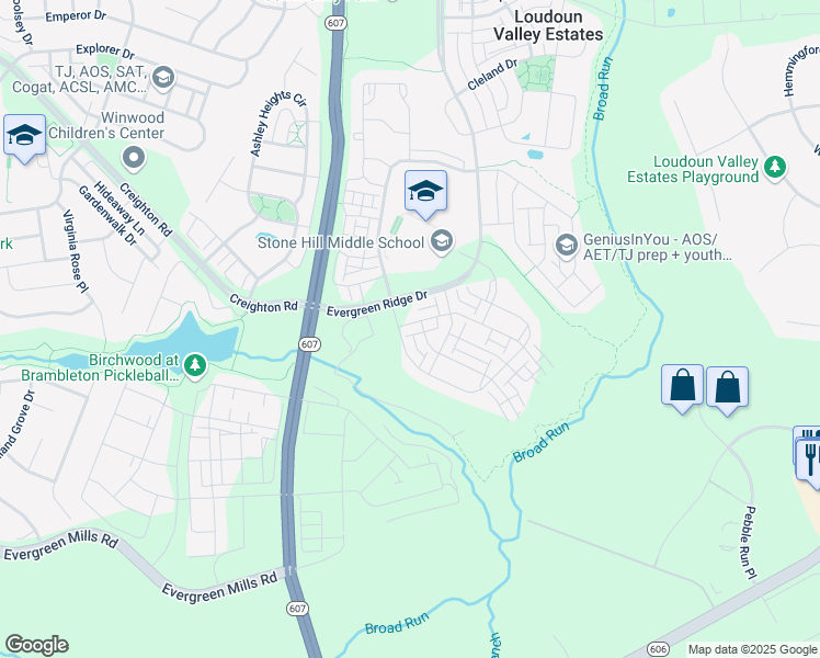 map of restaurants, bars, coffee shops, grocery stores, and more near 43146 Thoroughfare Gap Terrace in Ashburn
