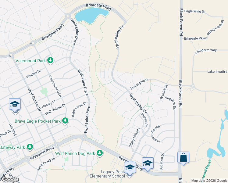 map of restaurants, bars, coffee shops, grocery stores, and more near Midge Way in Colorado Springs