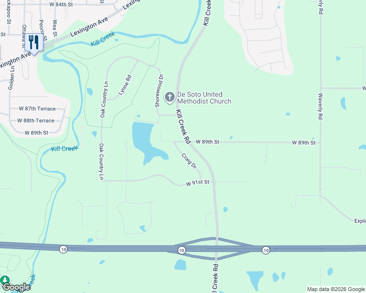 map of restaurants, bars, coffee shops, grocery stores, and more near 8945 Craig Drive in De Soto