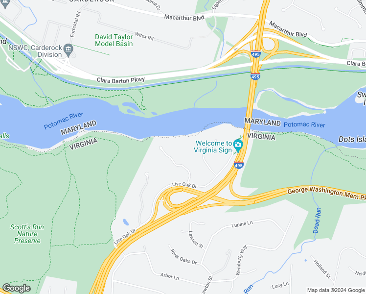map of restaurants, bars, coffee shops, grocery stores, and more near 7020 Green Oak Drive in McLean