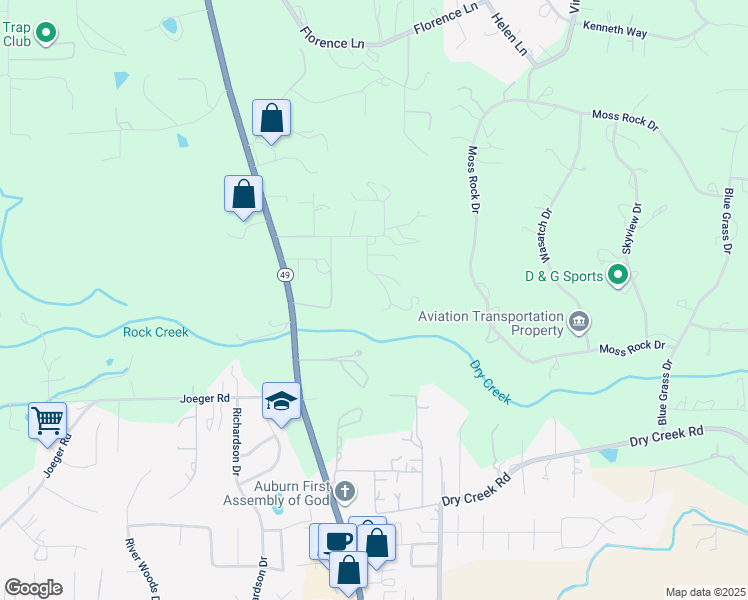 map of restaurants, bars, coffee shops, grocery stores, and more near 4537 Chris Lane in Auburn