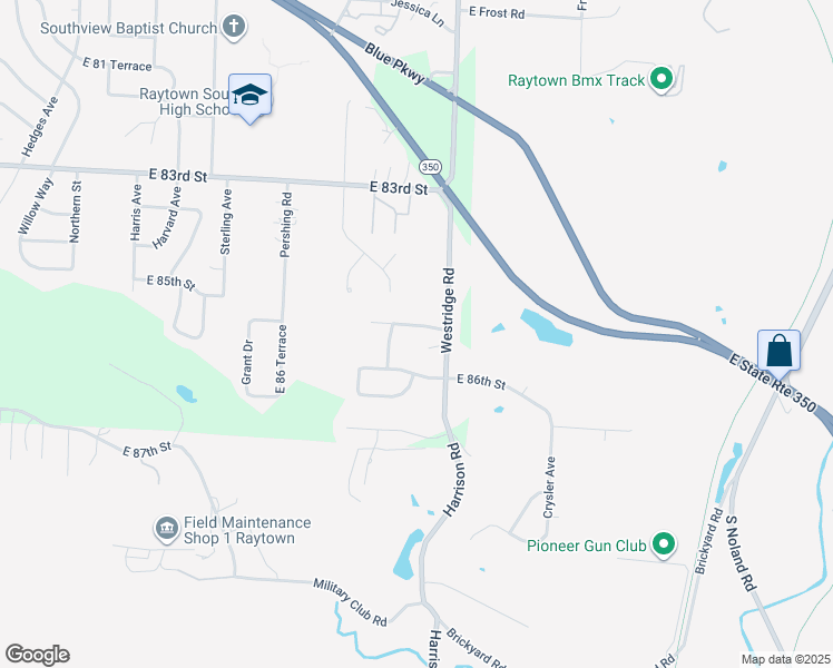 map of restaurants, bars, coffee shops, grocery stores, and more near 11901 East 85th Street in Raytown