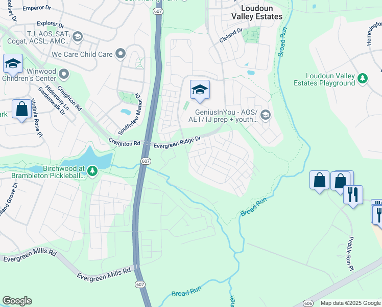 map of restaurants, bars, coffee shops, grocery stores, and more near 43057 Thoroughfare Gap Terrace in Ashburn