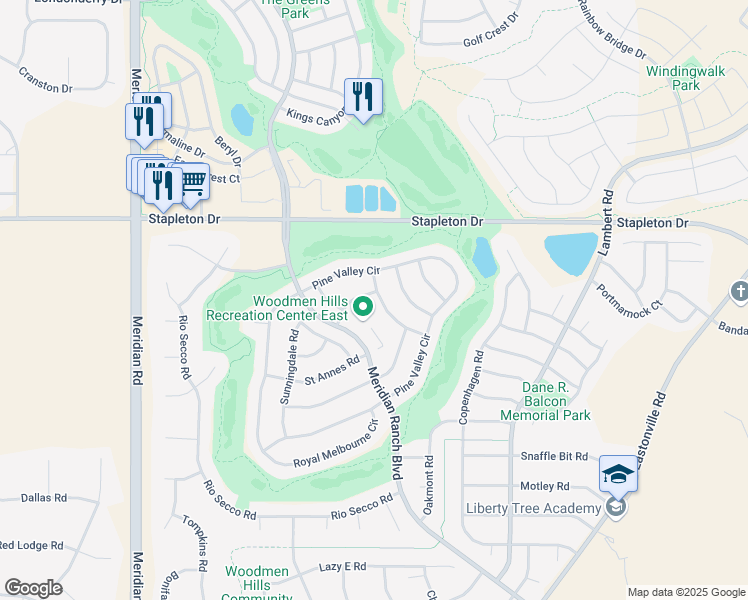 map of restaurants, bars, coffee shops, grocery stores, and more near 9368 Bethpage Road in Peyton