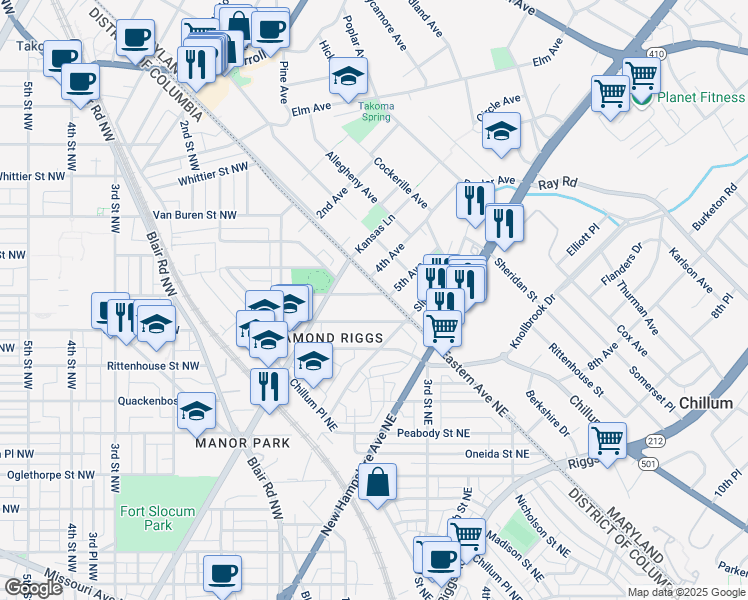 map of restaurants, bars, coffee shops, grocery stores, and more near 101 Independence Avenue Southeast in Washington
