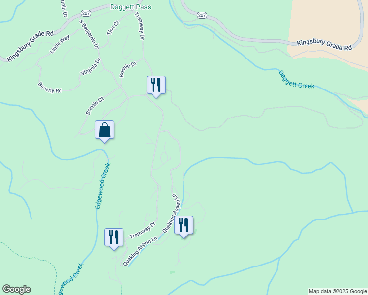 map of restaurants, bars, coffee shops, grocery stores, and more near 277 Quaking Aspen Lane in Stateline